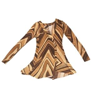 Patrizia Pepe Fiorenze 70’ Vintage Shimmering Asymmetrical‎ Long Sleeves Top S
